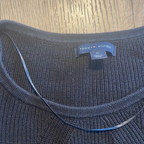 Knit black Tommy long sleeve sweater, size M - Picture 2 of 2
